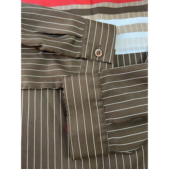 Vintage White Stag BrownButton Down Collar Long Sleeve Disco 70's Sz 14 Academia - Picture 10 of 13